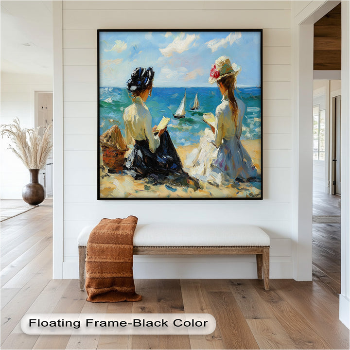 Seaside Serenity with Sailboats – Impressionist Oil Painting