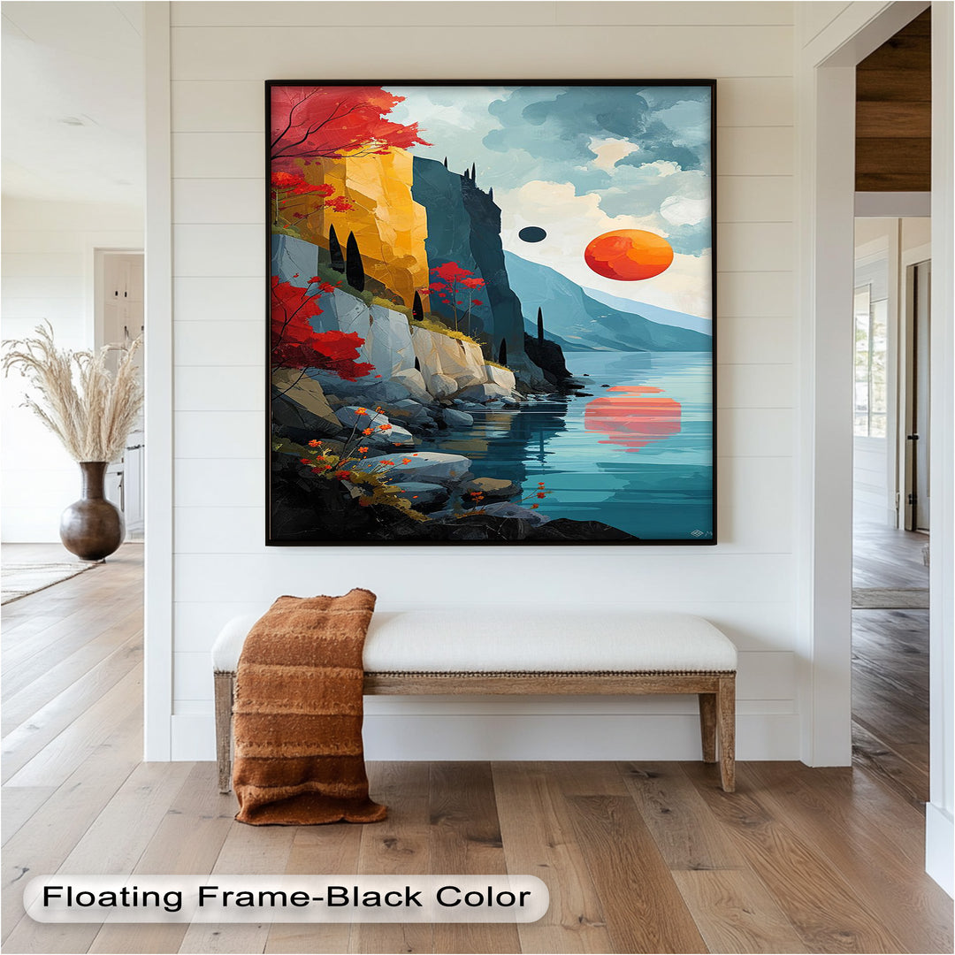 Celestial Cliffs – Surreal Coastal Landscape Picasso Oil Painting