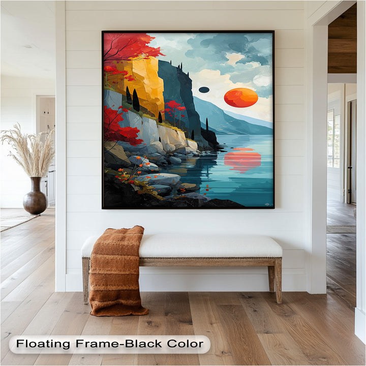 Celestial Cliffs – Surreal Coastal Landscape Picasso Oil Painting