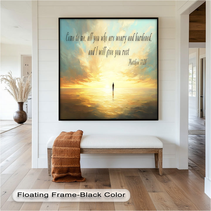 Matthew 11:28 – Rest in Christ Bible Verse Oil Painting