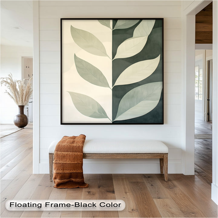 Minimalist Leaf  – Monochrome Botanical Oil Painting