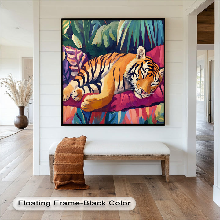 Resting Tiger Oil Painting – Fauvist Jungle Art