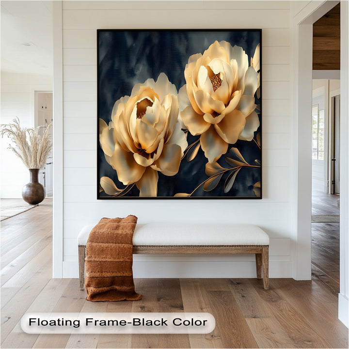 Golden Bloom Elegance – Flower Oil Painting