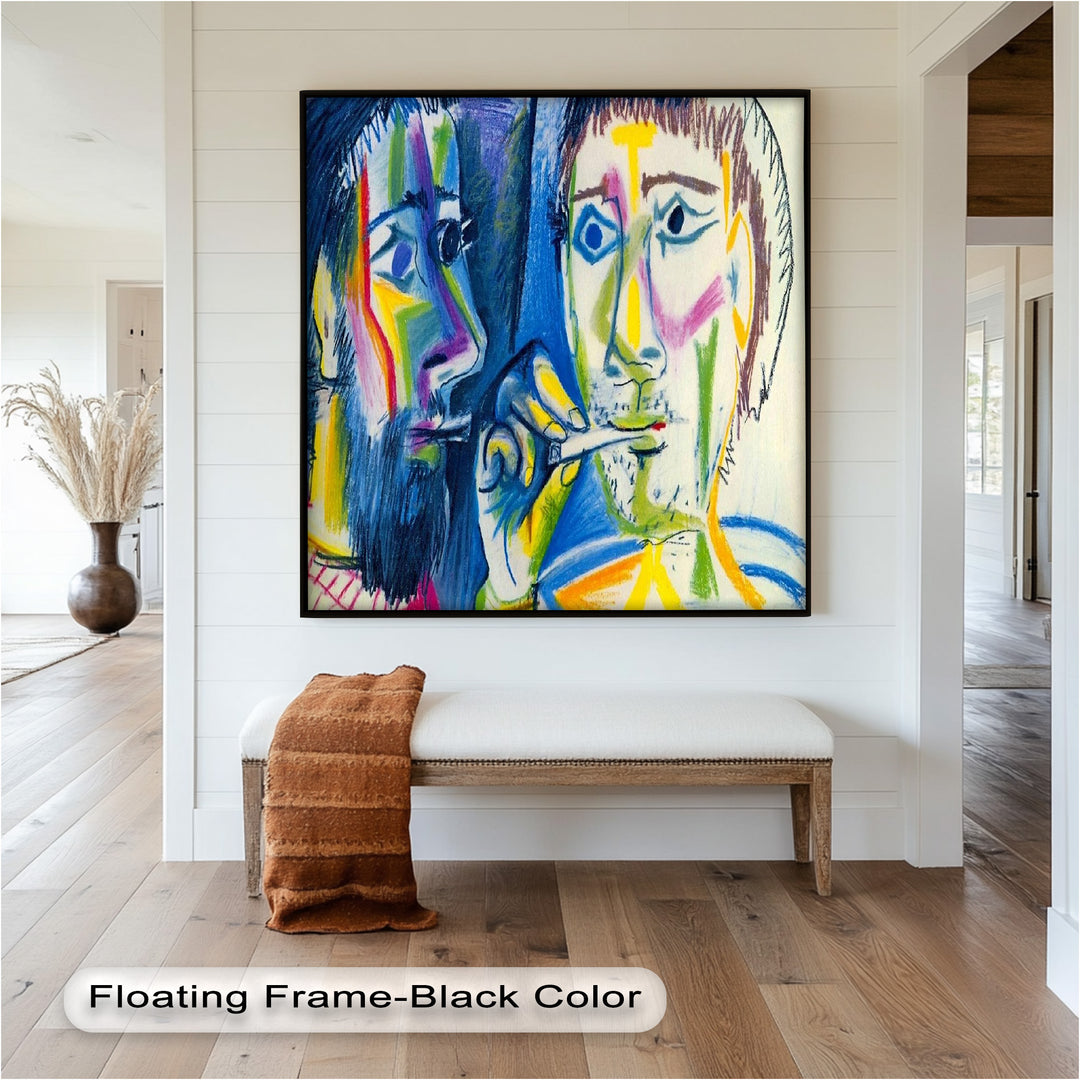 Two Men Smoking by Pablo Picasso – Expressionist Oil Painting