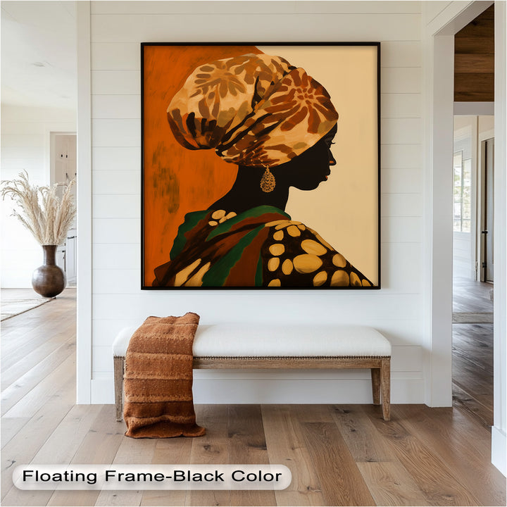Afrikanische Frauenporträtkunst – Gerahmtes Ölgemälde