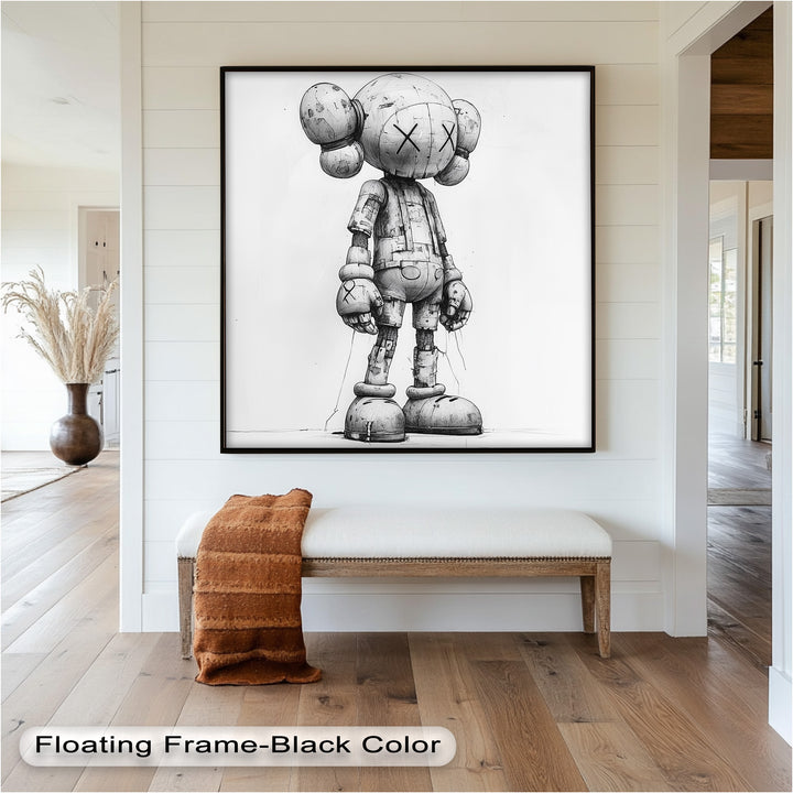 Timber Companion – Monochrome KAWS Oil Painting