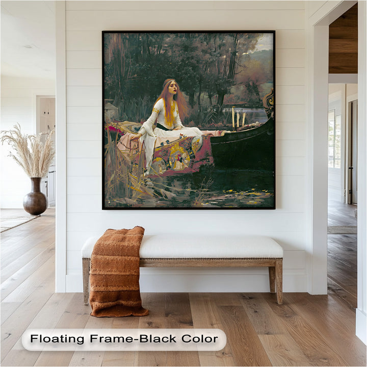 The Lady of Shalott – Romantic River Journey Historic Oil Painting