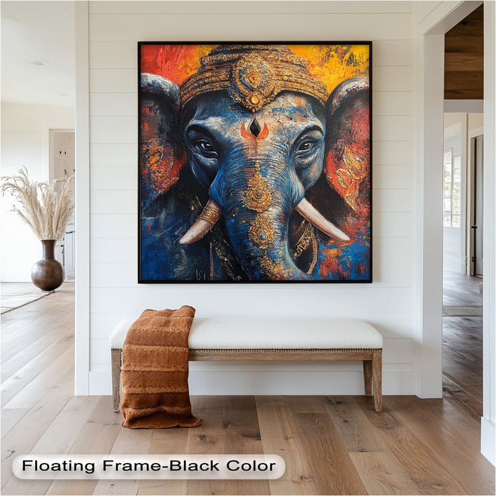 Lord Ganesha Wandkunst – Religiöses Ölgemälde