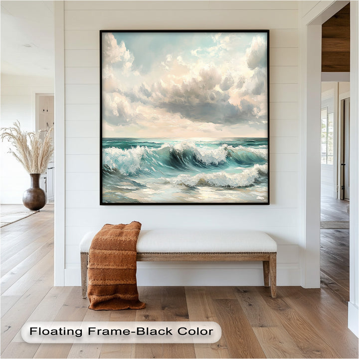 Coastal Wall Art - Turquoise Wave Seascape Oil Painting