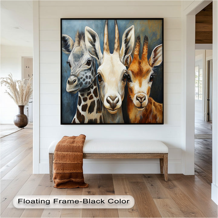 Trio of Giraffes – Animal Oil Painting