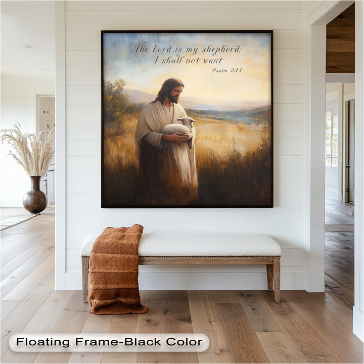 Psalm 23:1 – The Lord is My Shepherd Bible Verse Oil Painting