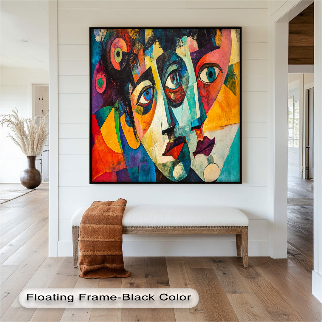 Entwined Visions Oil Painting – Fauvist Dual-Face Expressionism