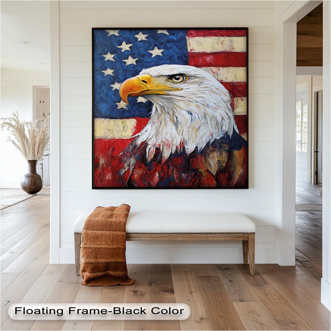 Amerikanischer Weißkopfseeadler Portrait - Patriotisches Ölgemälde