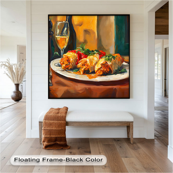 Gefüllte Paprika und Wein – Gourmet-Essszene Food Painting