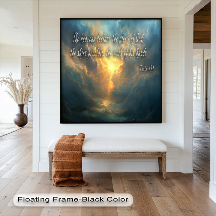 Psalm 19:1 – The Heavens Declare Bible Verse Oil Painting
