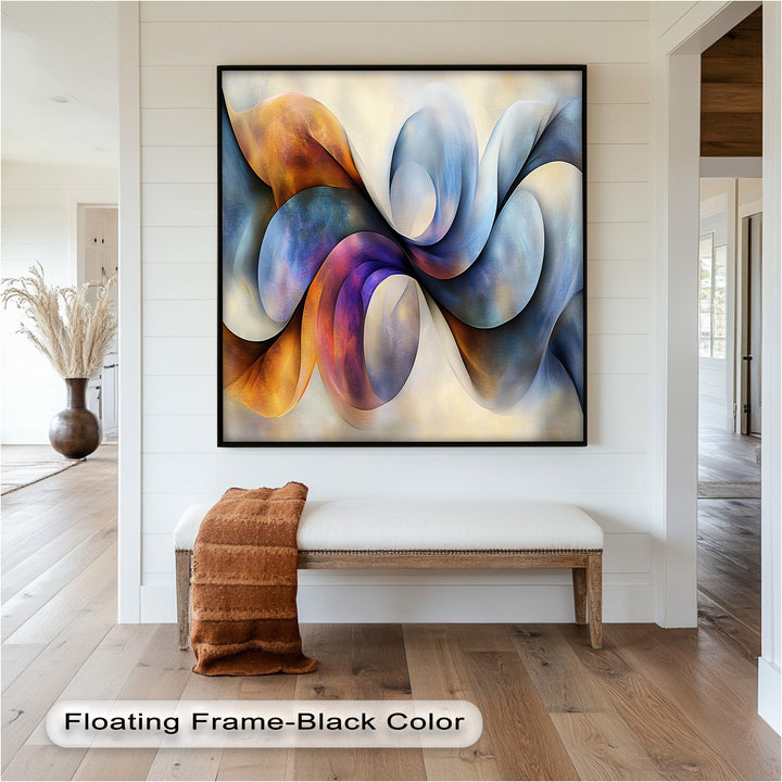 Modern fluid art capturing swirling colors and elegant motion.
