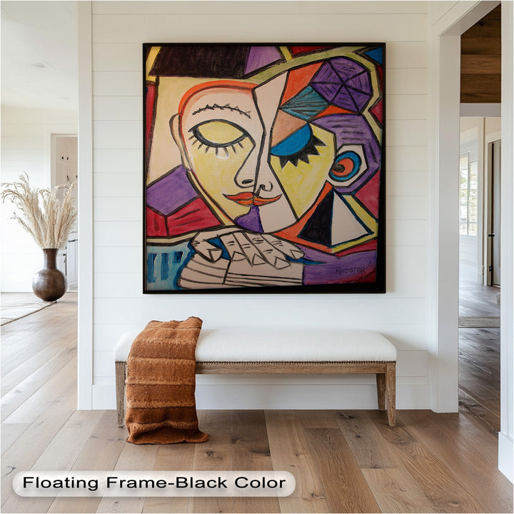 Unified Gaze – Dual Expression Abstract Picasso Oil Painting