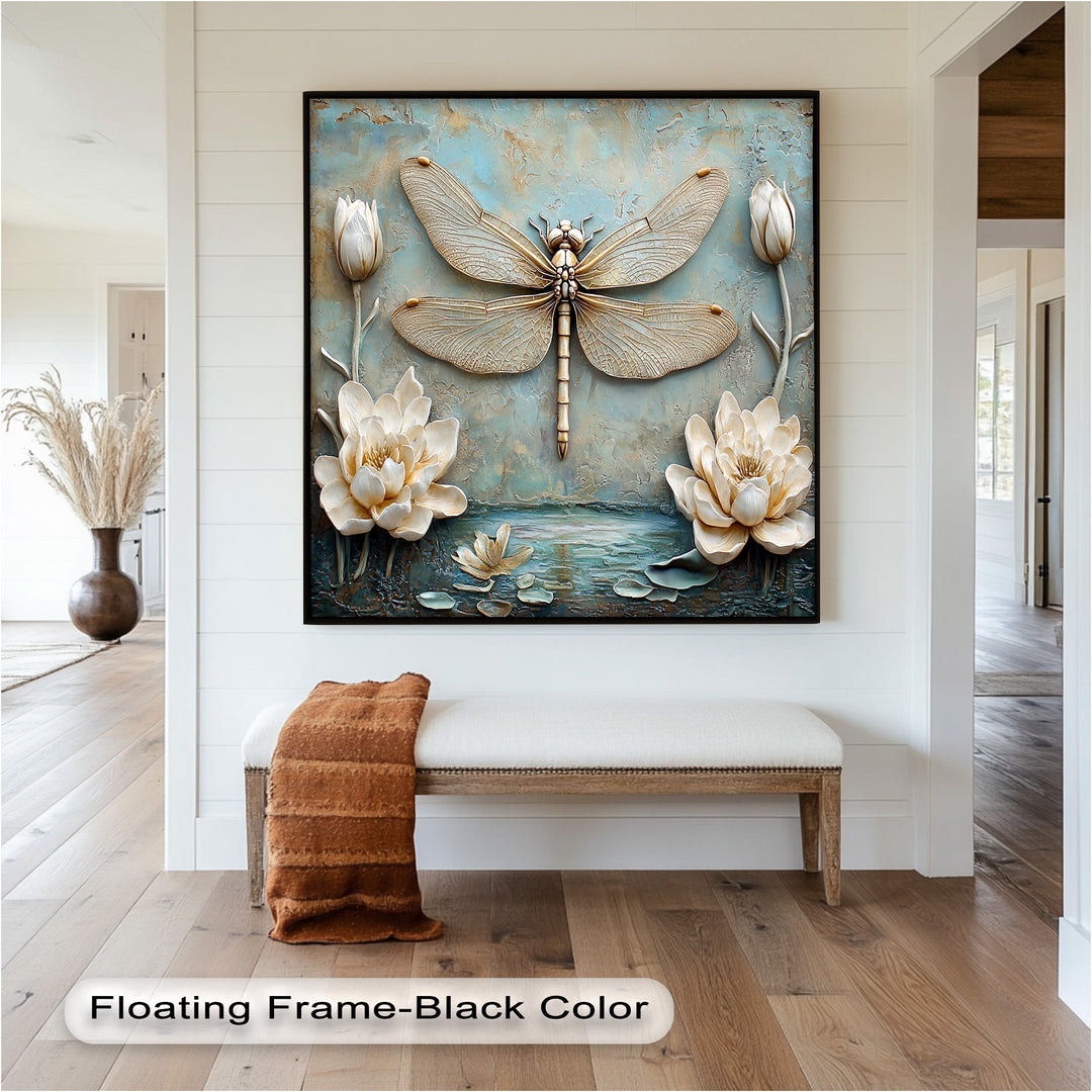 Vintage Dragonfly – Framed Oil Painting