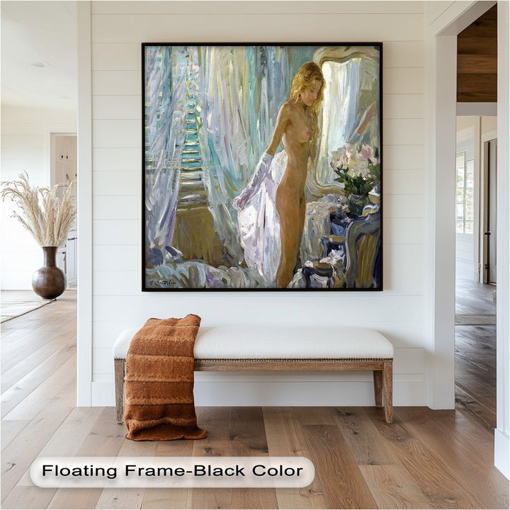 Whispers of Morning Light – Romantic Nude Interior Oil Painting