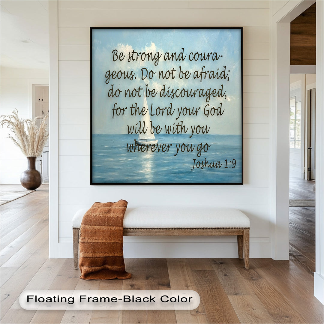 Joshua 1:9 – Courage and Strength Bible Verse Oil Painting