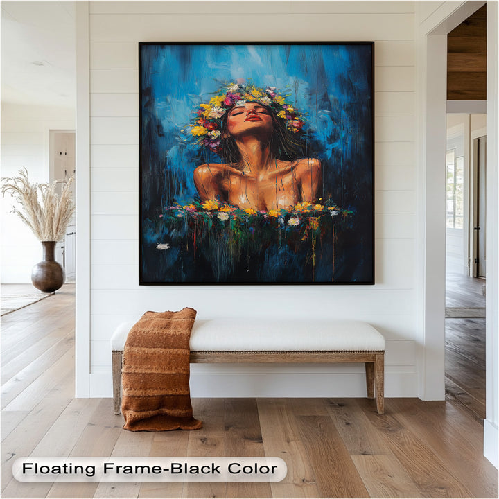 Floral Reverie – Ethereal Woman with Flower Crown Oil Painting