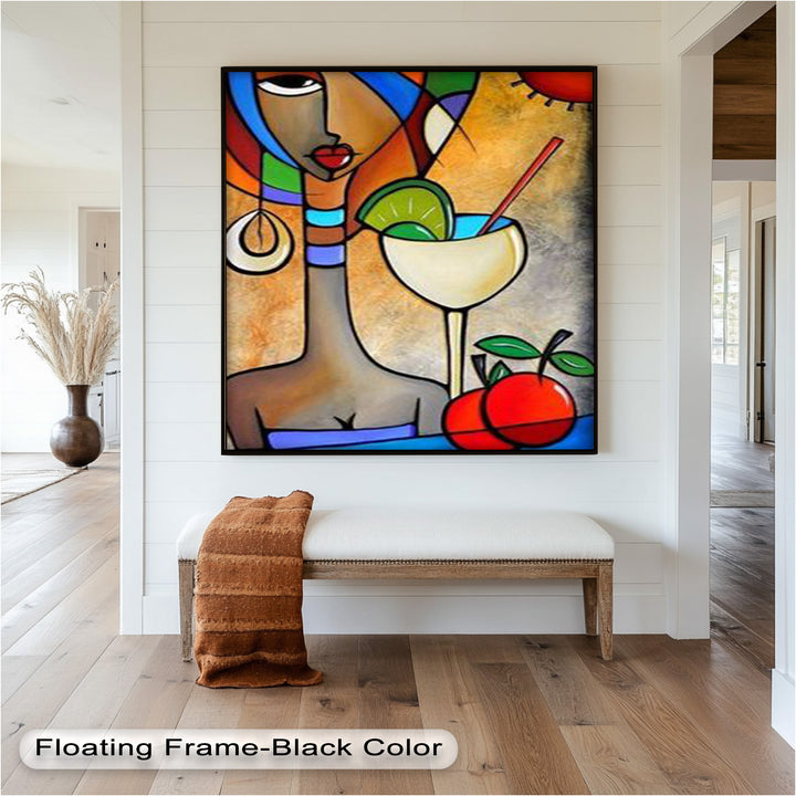 Tropical Gaze – Lebendiges Cocktail Muse Picasso Ölgemälde