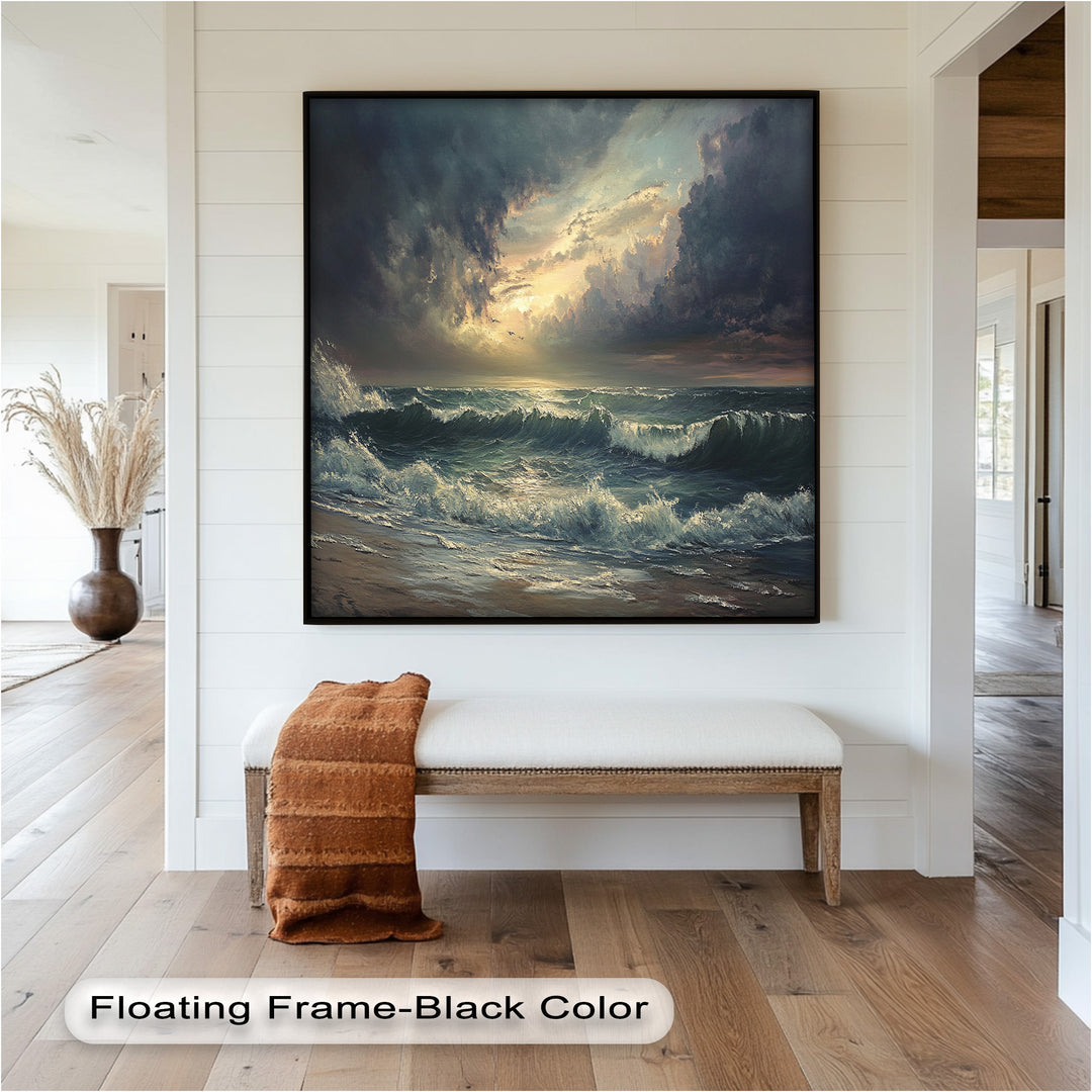 A poetic blend of storm and serenity, this seascape reflects nature’s strength and grace through a mesmerizing, timeless scene.