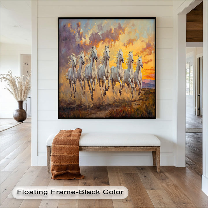 Run with the Sun – White Horses Oil Painting