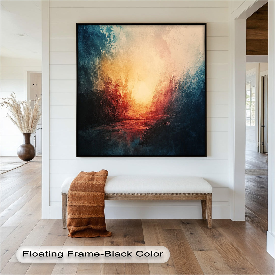 Eclipse Awakening – Feuriges Lichtexplosion-Abstraktes Ölgemälde