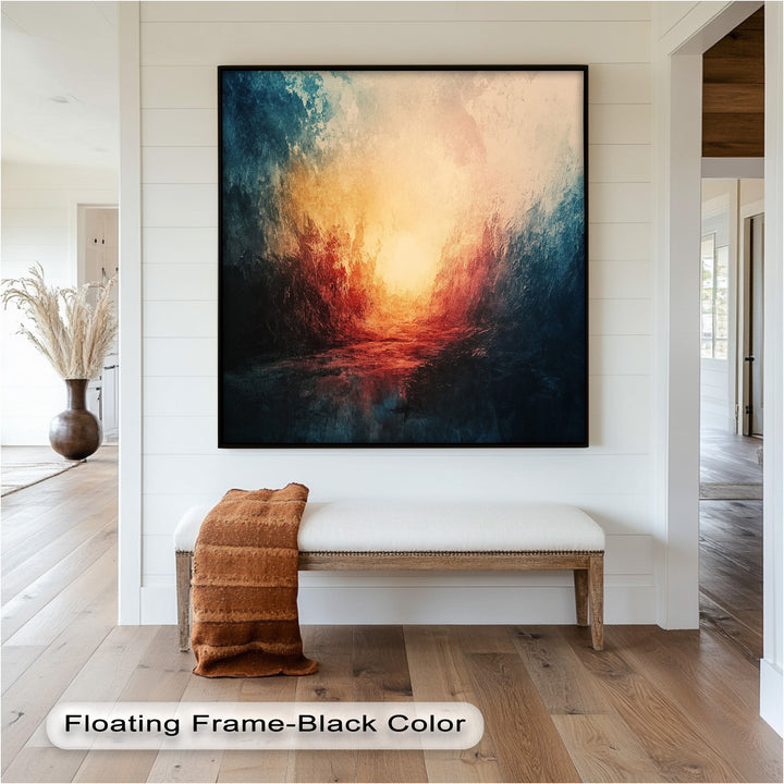 Eclipse Awakening – Feuriges Lichtexplosion-Abstraktes Ölgemälde