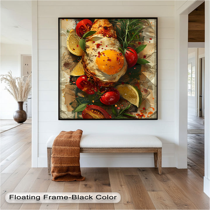 Spiegelei und Brathähnchen mit Kräutern - Food Painting