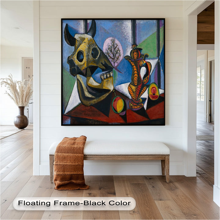 Stillleben mit Totenkopf und Krug – Symbolisches kubistisches Picasso-Ölgemälde