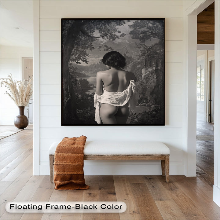 Silent Reverie – Classical Nude in Monochrome Oil Painting