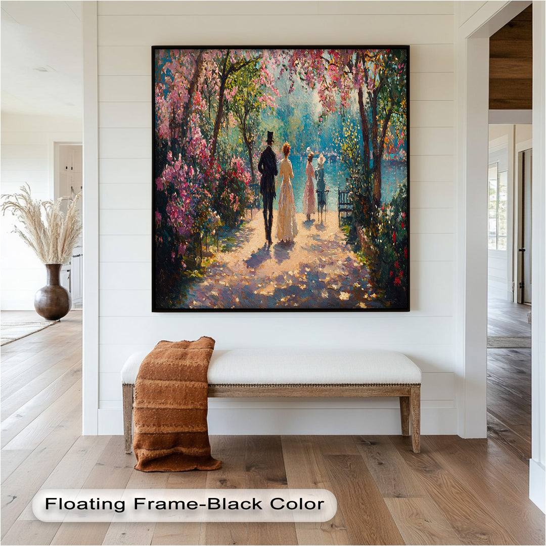 Springtime Promenade – Romantic Garden Path Impressionist Oil Painting