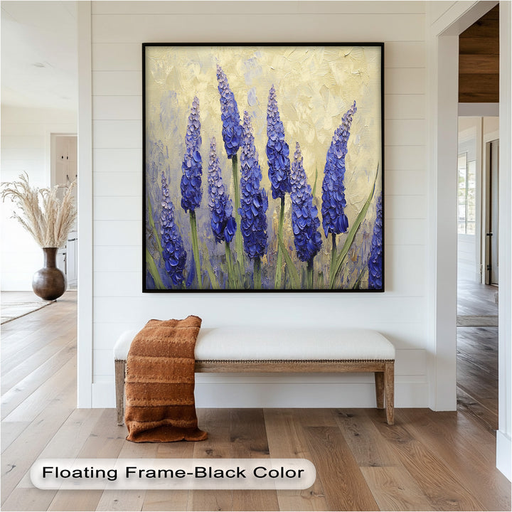 Lavender Spires in Bloom – Purple Blossom Flower Oil Painting