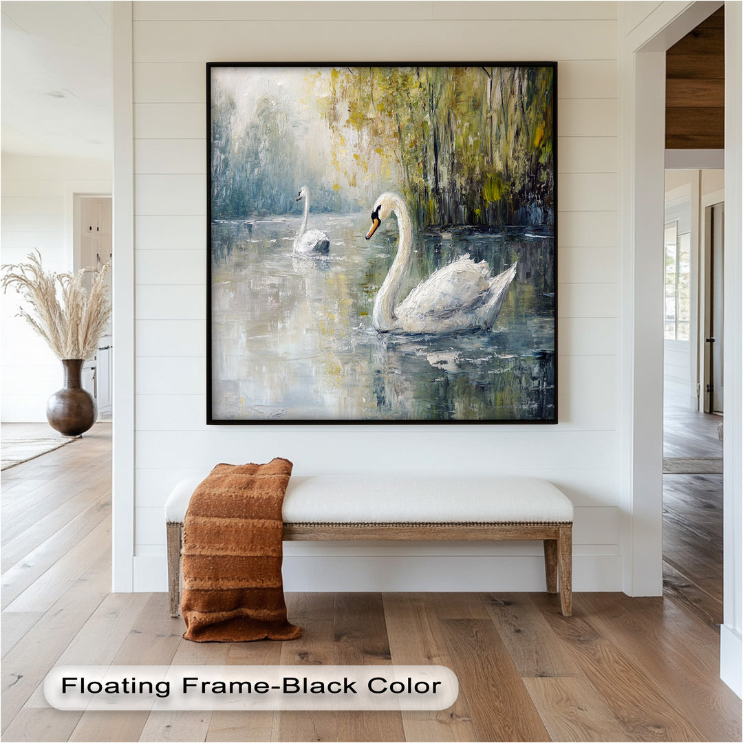 Swans on the Lake – Animal Oil Painting