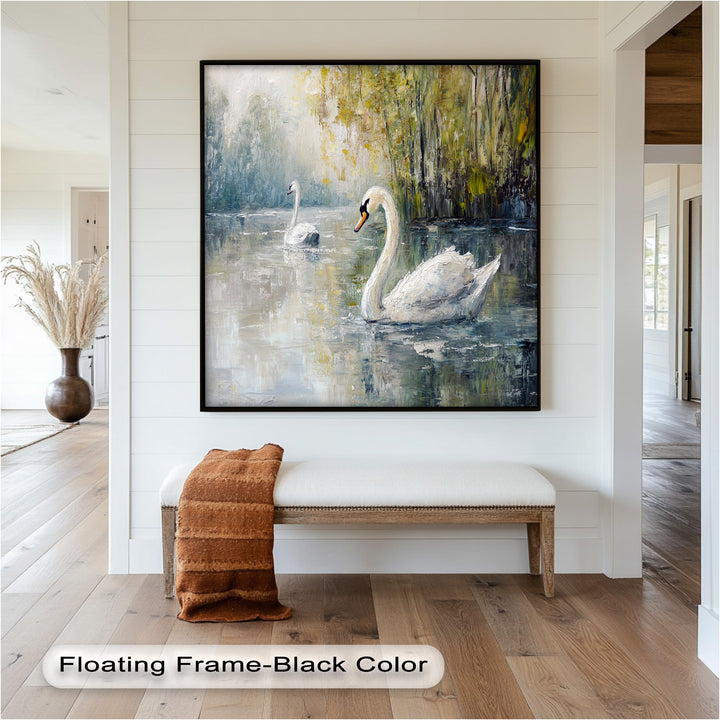 Swans on the Lake – Animal Oil Painting