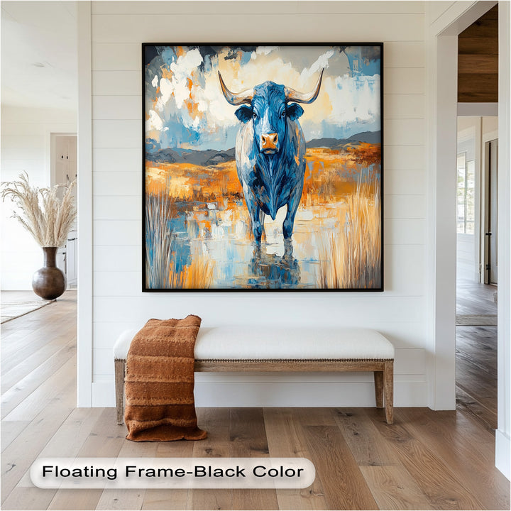 Blue Desert Bull – Animal Oil Painting