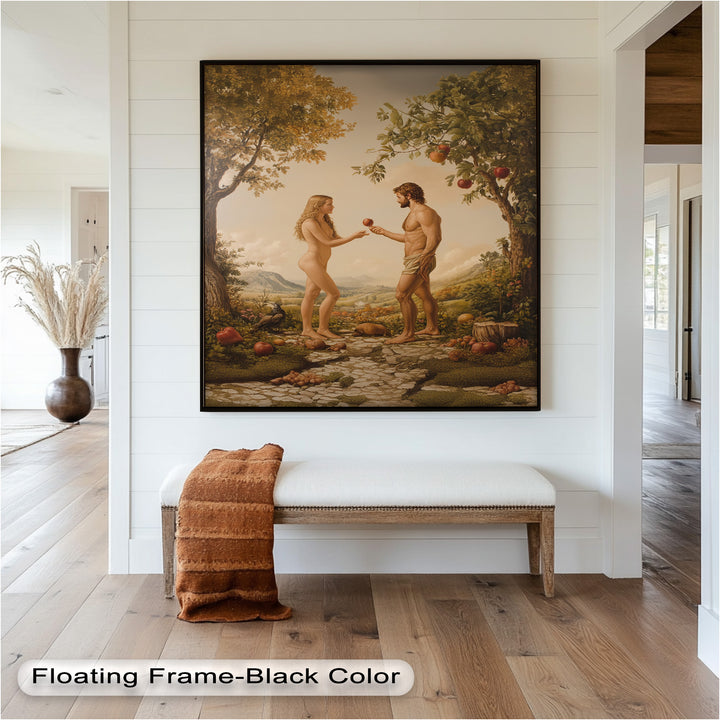 The First Temptation – Adam and Eve in Eden Renaissance Oil Painting