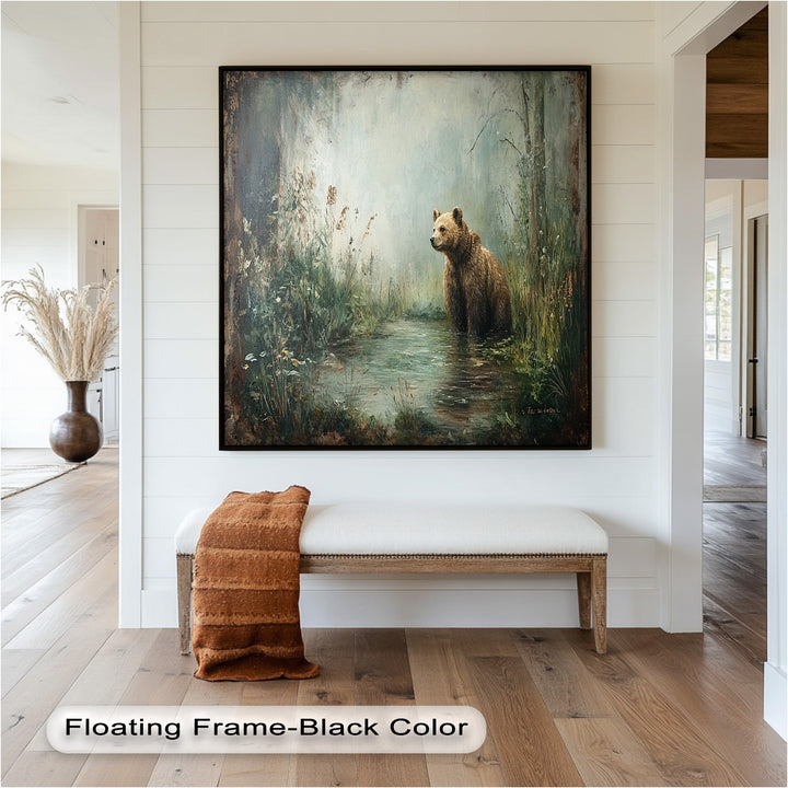 Brown Bear by the Water - Animal Oil Painting