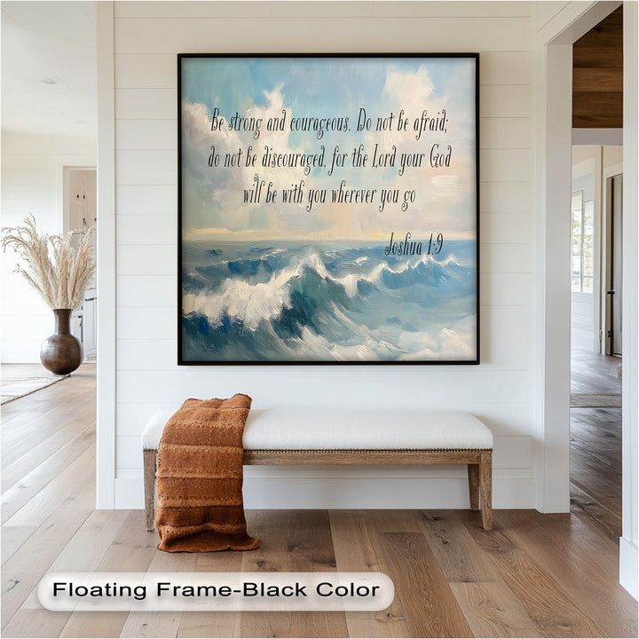 Joshua 1:9 – Strength and Courage Bible Verse Oil Painting