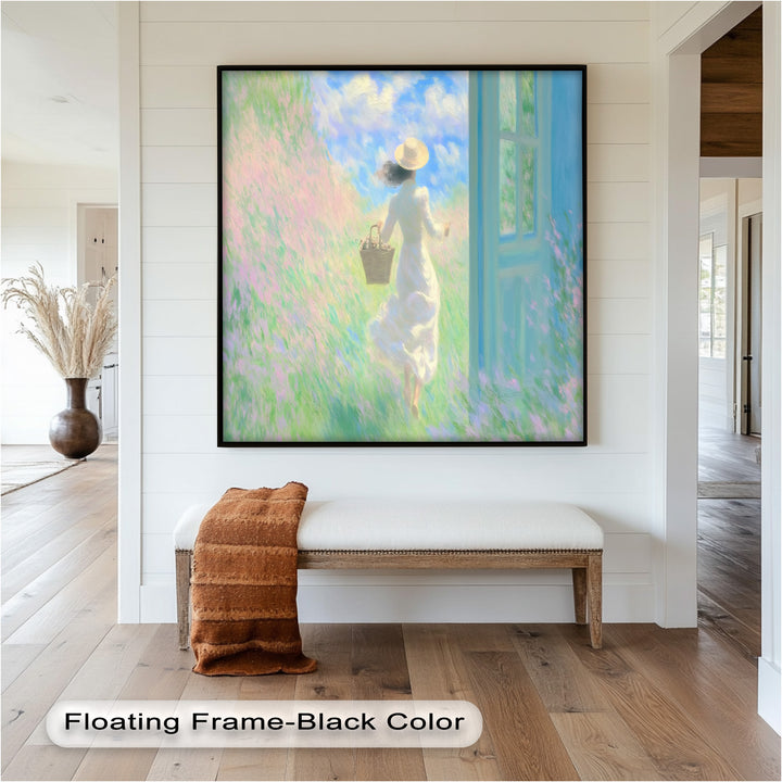 Into the Bloom – Dreamy Woman in Wildflower Field Oil Painting