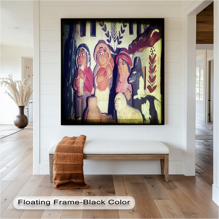 Village Harmony – Folk Clay Figures with Rustic Charm Oil Painting
