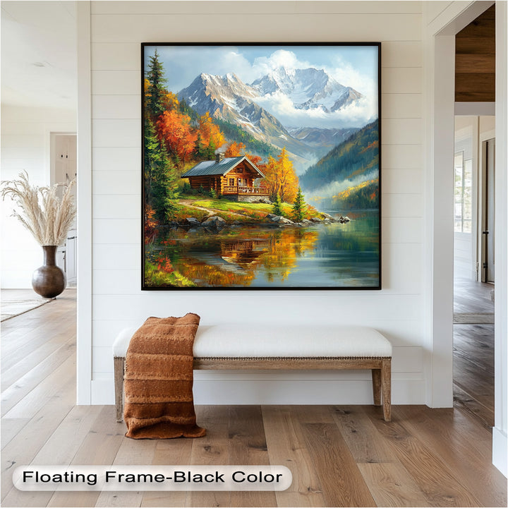 Herbst-Retreat – Berghütte am Lake Hudson River Ölgemälde