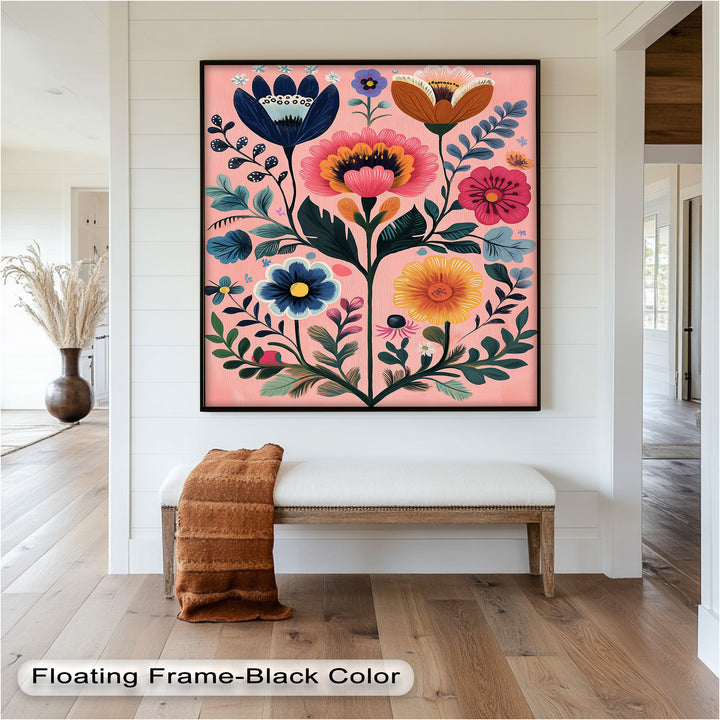 Blossom Carnival – Whimsical Boho Flower Oil Painting