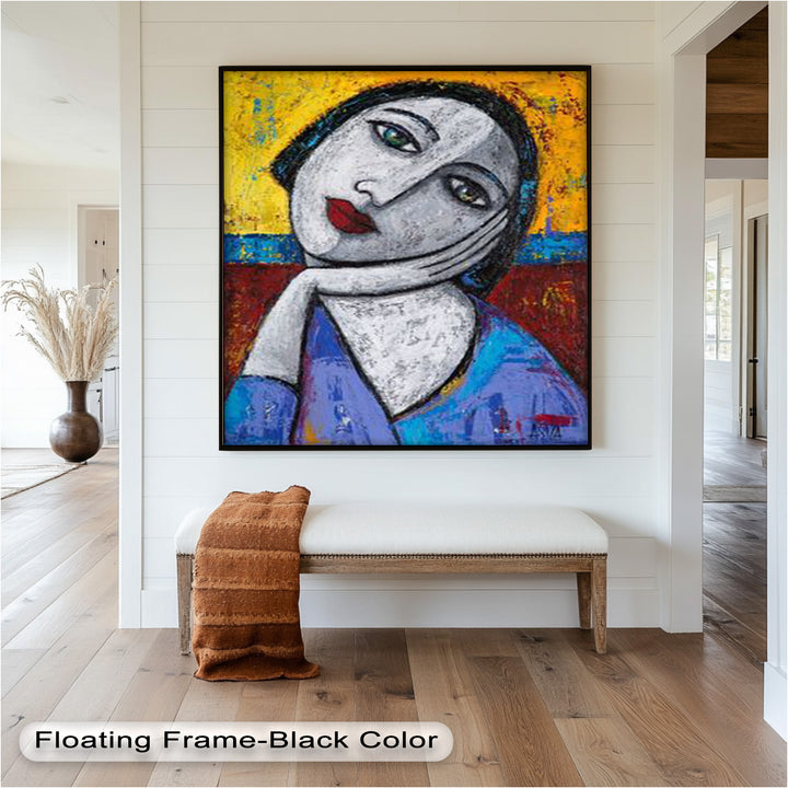 Quiet Reflection – Textured Modern Portrait Picasso Oil Painting