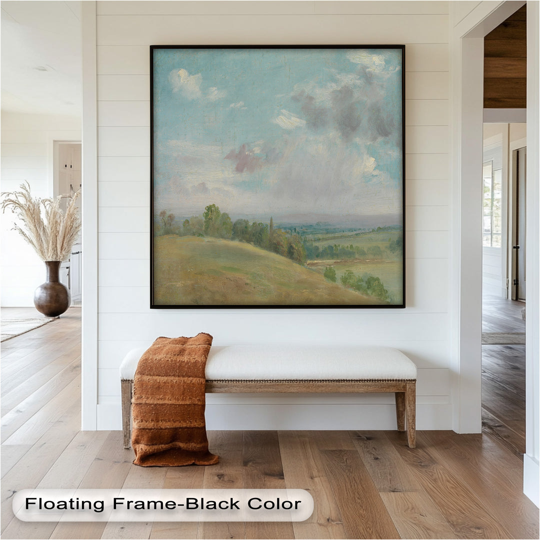 Vintage Landscape Framed Art – Rolling Hills Oil Painting