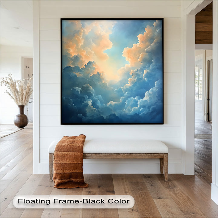 Majestätische Wolkenlandschaft mit ätherischem Glanz – Ölgemälde „Ruhiger Himmel“