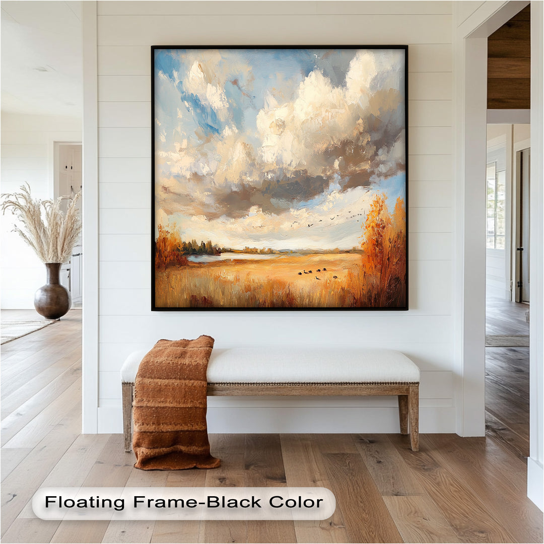 Autumn Meadow Wall Art – Impressionist Landscape Oil Painting