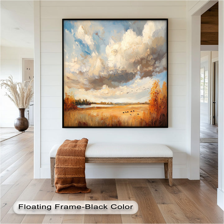 Autumn Meadow Wall Art – Impressionist Landscape Oil Painting